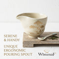WbnznaF™ Ceramic Tea Pitcher with Ergonomic Pouring Spout – Cream Glaze Tea Fairness Cup with Pine Tree Design