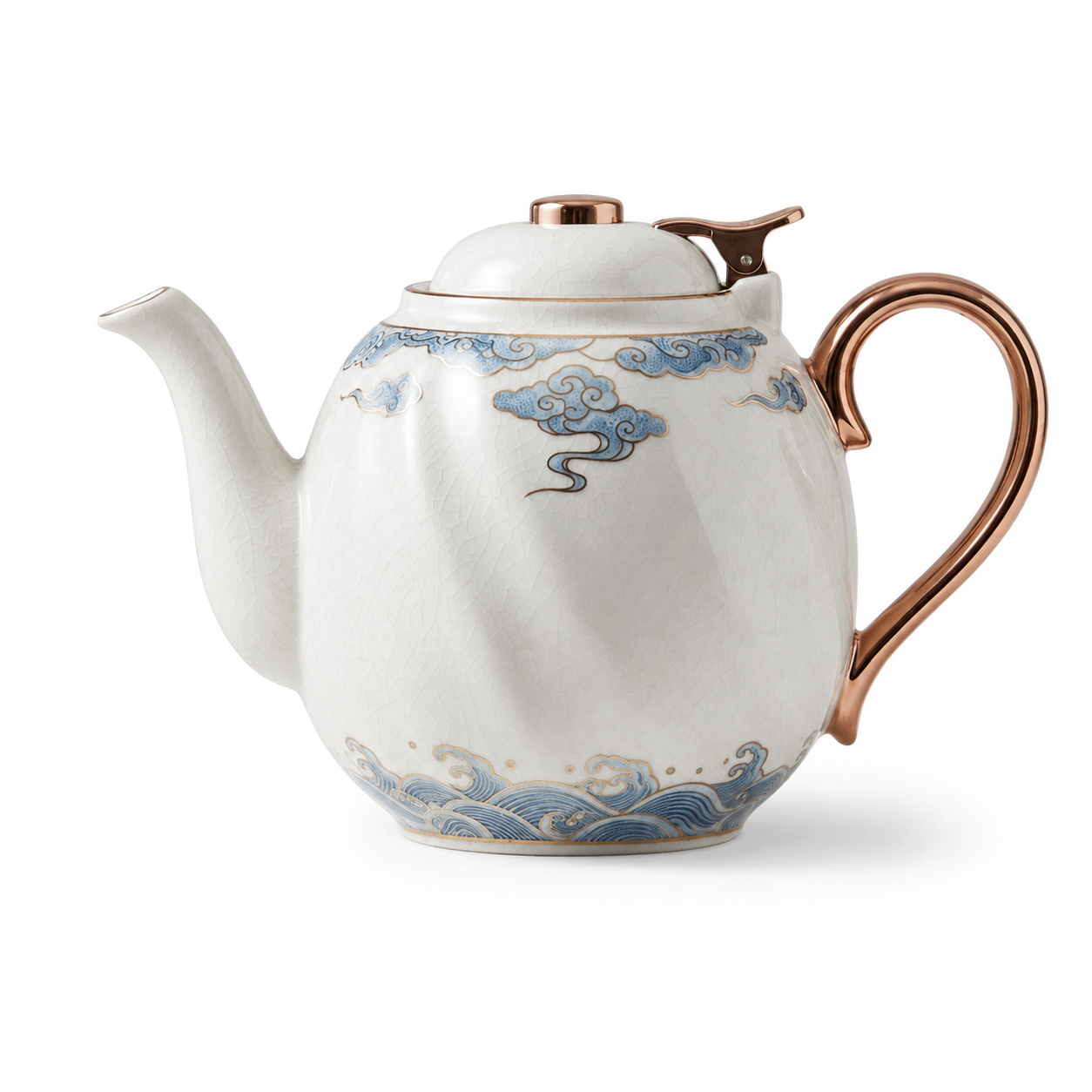 WbnznaF™ 20 oz Porcelain Teapot with Anti-Drip Spout & Secure Latch Lid