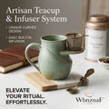 WbnznaF™ Artisan Ceramic Teacup with Built-In Infuser Holder