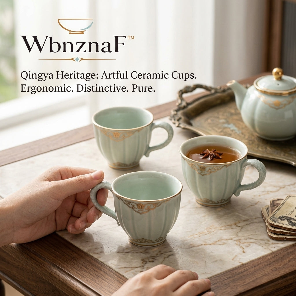 *WbnznaF™ Qingya Heritage Artful Ceramic Cup Set*